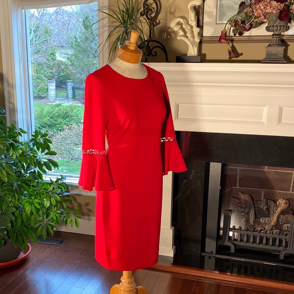 NWOT - CALVIN KLEIN BELL SLEEVE SHEATH DRESS